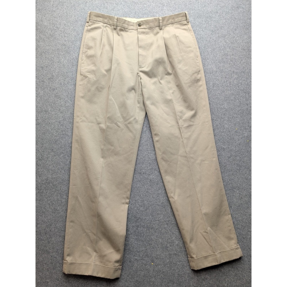 Brooks Brothers Pleaded Men's Dress Pants 38/32 Khaki Chino Elliott